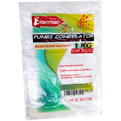 Pungi alimentare pentru congelator 1 kg Okerman 100 buc